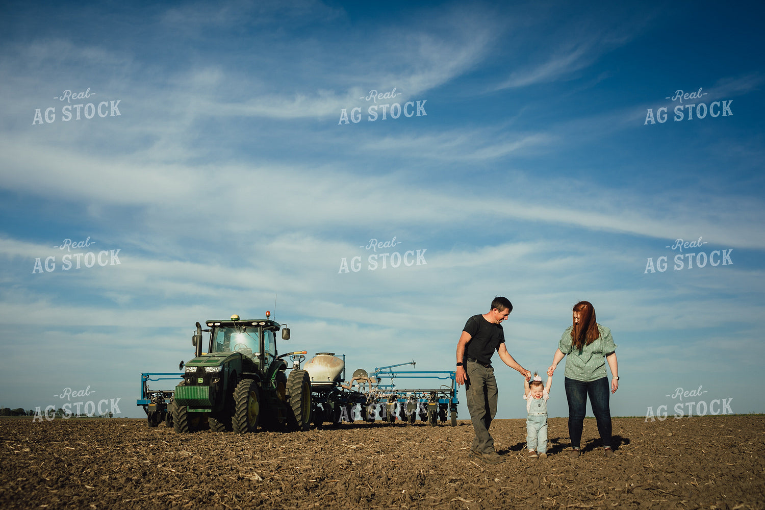Farm Family in Field with Planter 4236