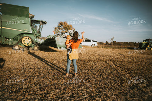 Farm Mom and Kid in soybean Field 7222
