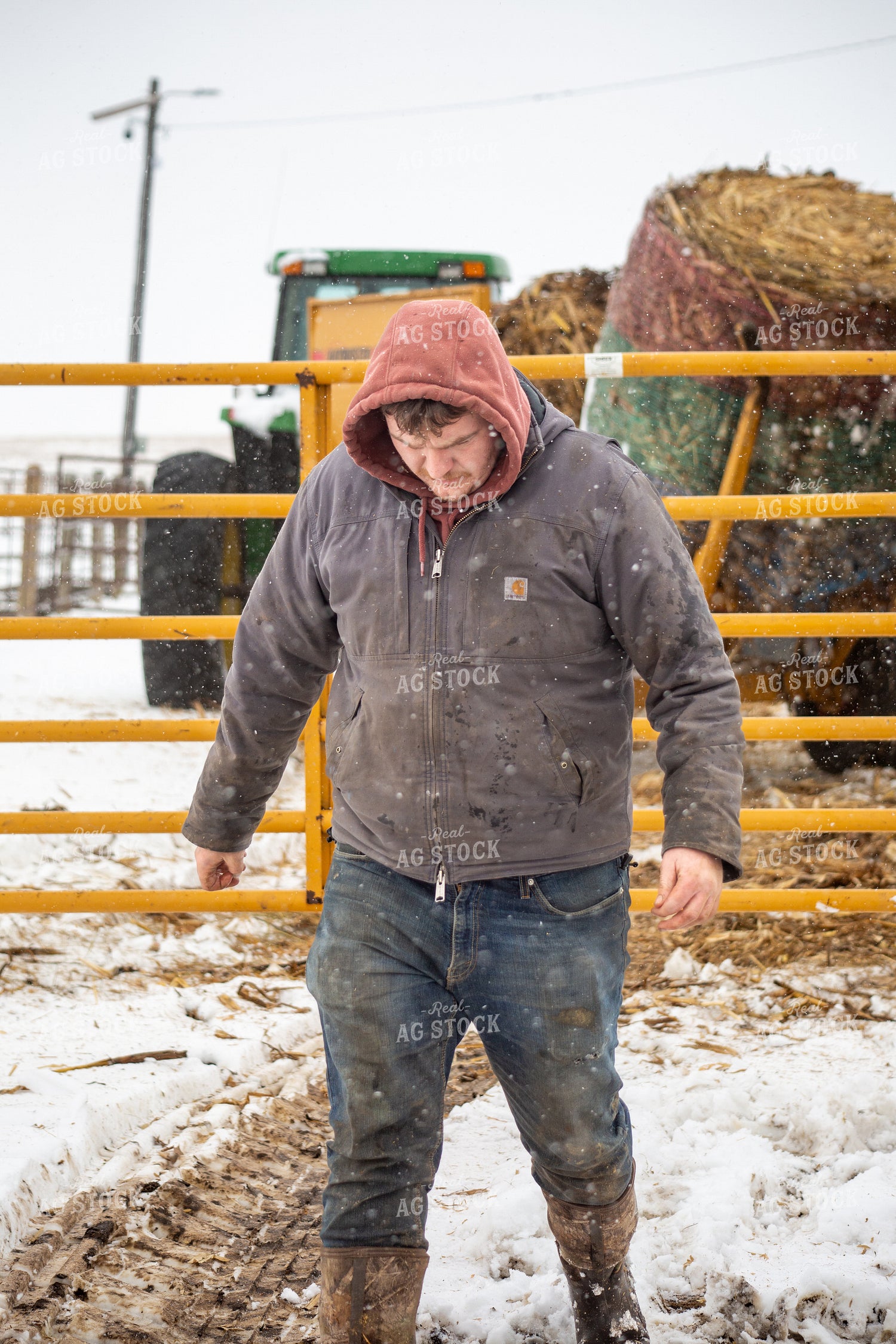 Farmer Walking in Snow 155422