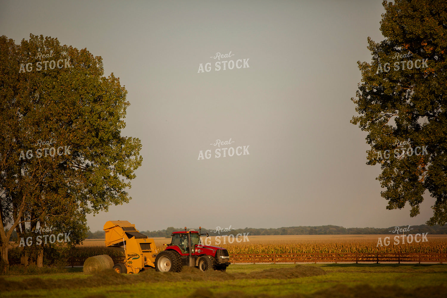 Tractor and Baler from the Side 5498