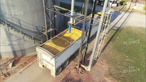 Unloading Semi of Corn at Bin Site Drone 80056
