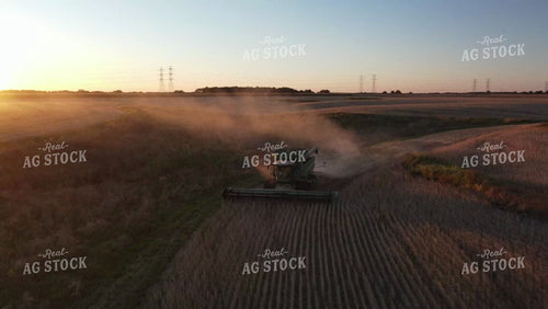 Aerial Drone of Soybean Harvest at Sunset in Field with Terraces 7369