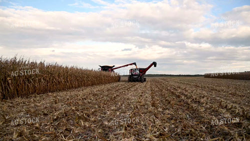 Combine Unloading Corn on the go into an Auger Wagon - 481