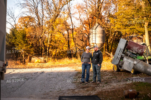 Farmers Talking by Grain Bin 115493