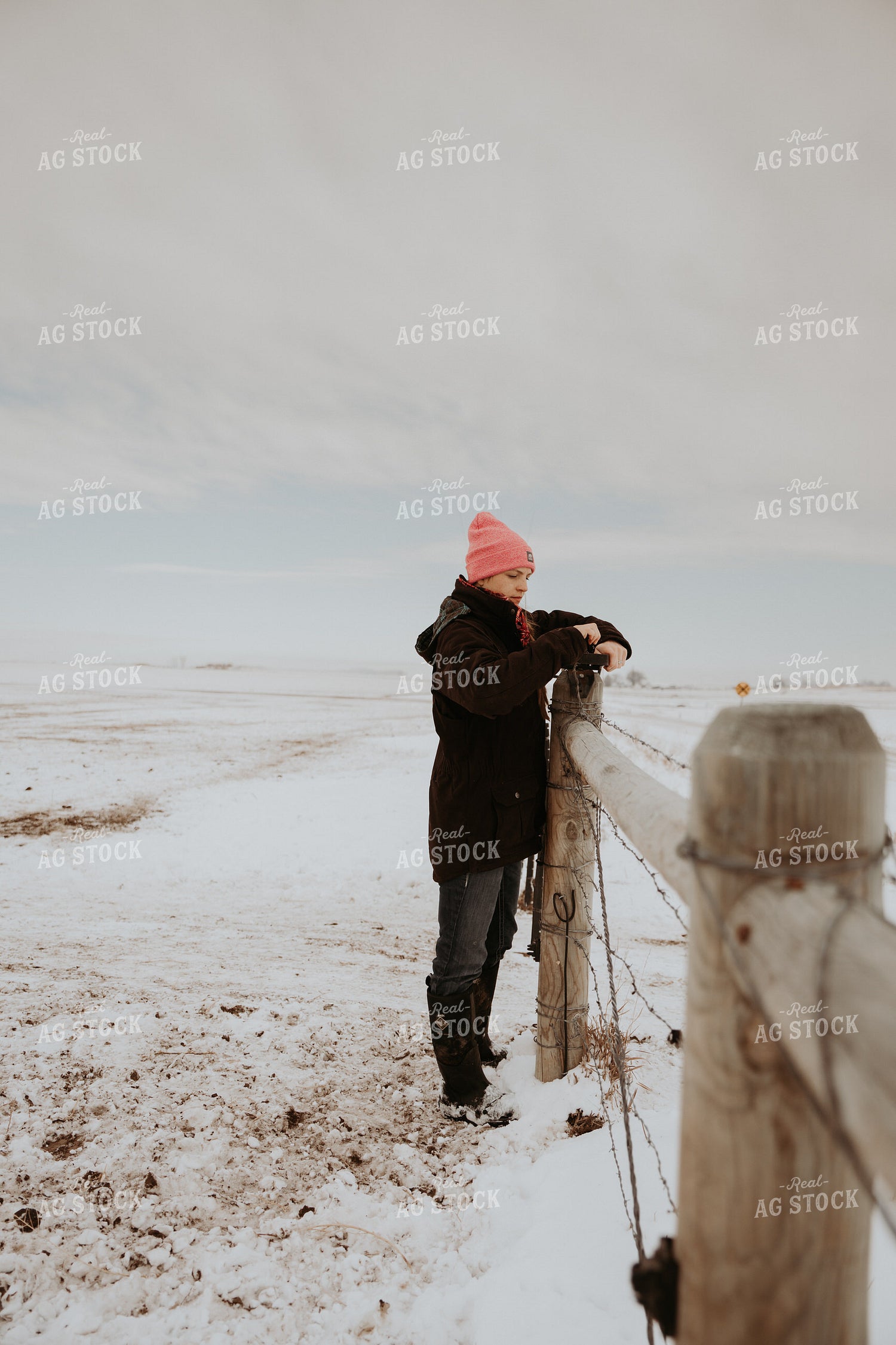 Female Rancher Working on Fence 61200