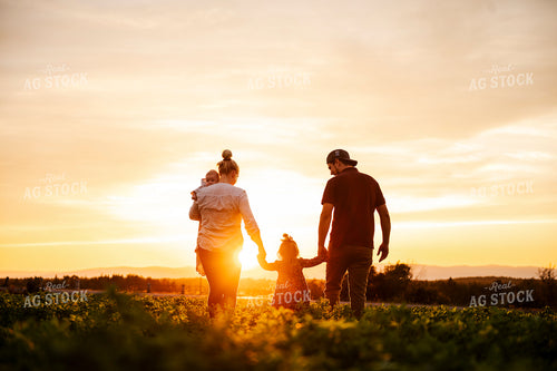 Farm Family Walking in Field 195028