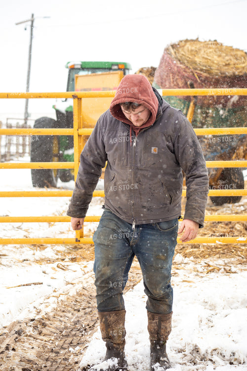 Farmer Walking in Snow 155421