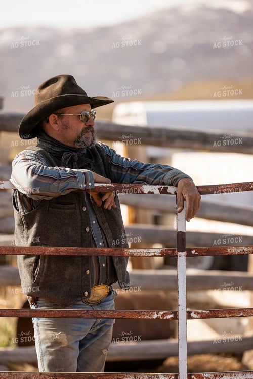 Ranchers Talking by Fence 200035