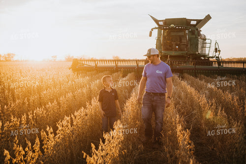 Farmer and Son in Soybean Field 6978