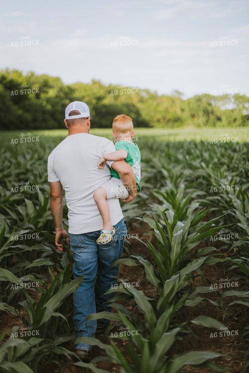 Farmer and Son Checking Corn 8740