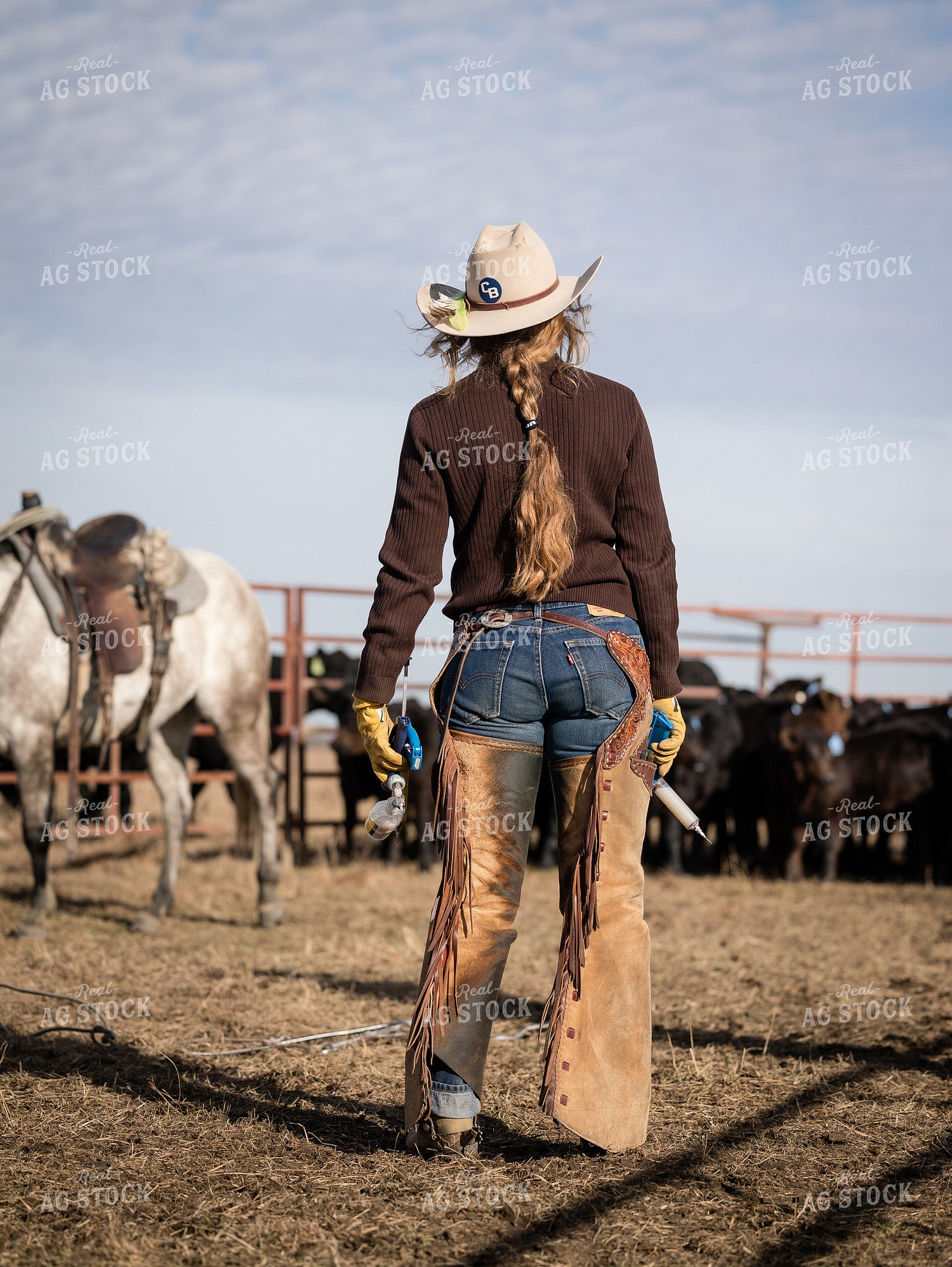Female Rancher Working Cattle 219011