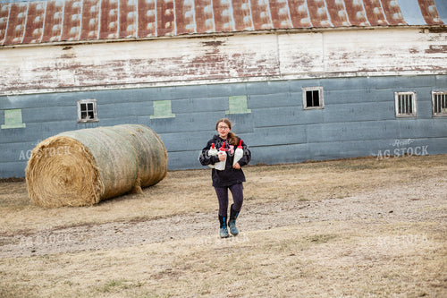 Farm Kid Carrying Calf Bottles 155379