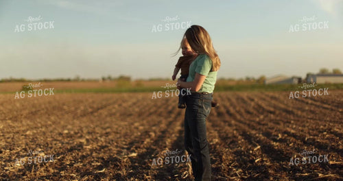 Farm Wife and Kid Watching Planter 8687