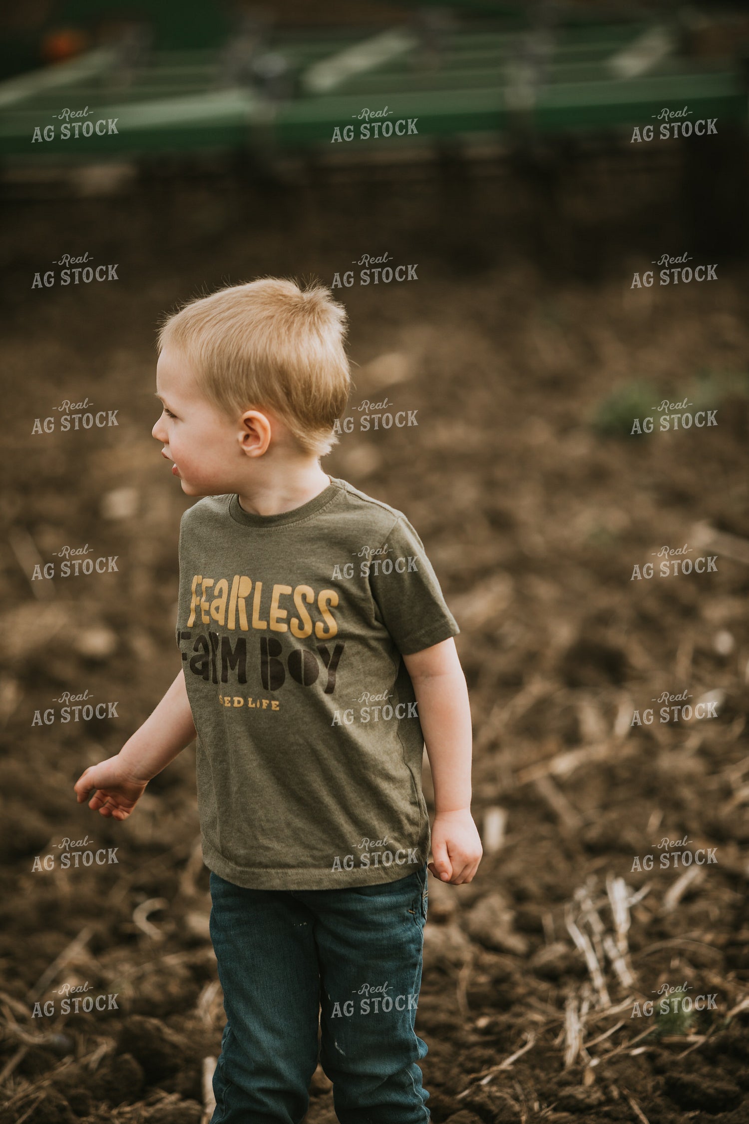 Farm Boy in Field Spring Tillage 5447
