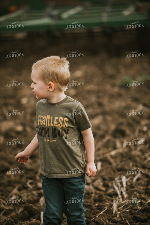 Farm Boy in Field Spring Tillage 5447