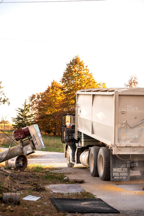 Farmer Climbing into Semi Truck 115494