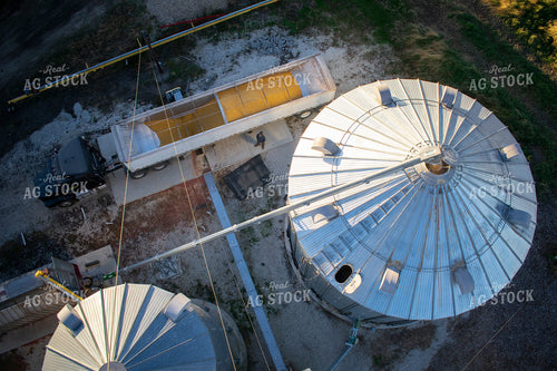 Unloading Grain at Bin Site - Drone 50049