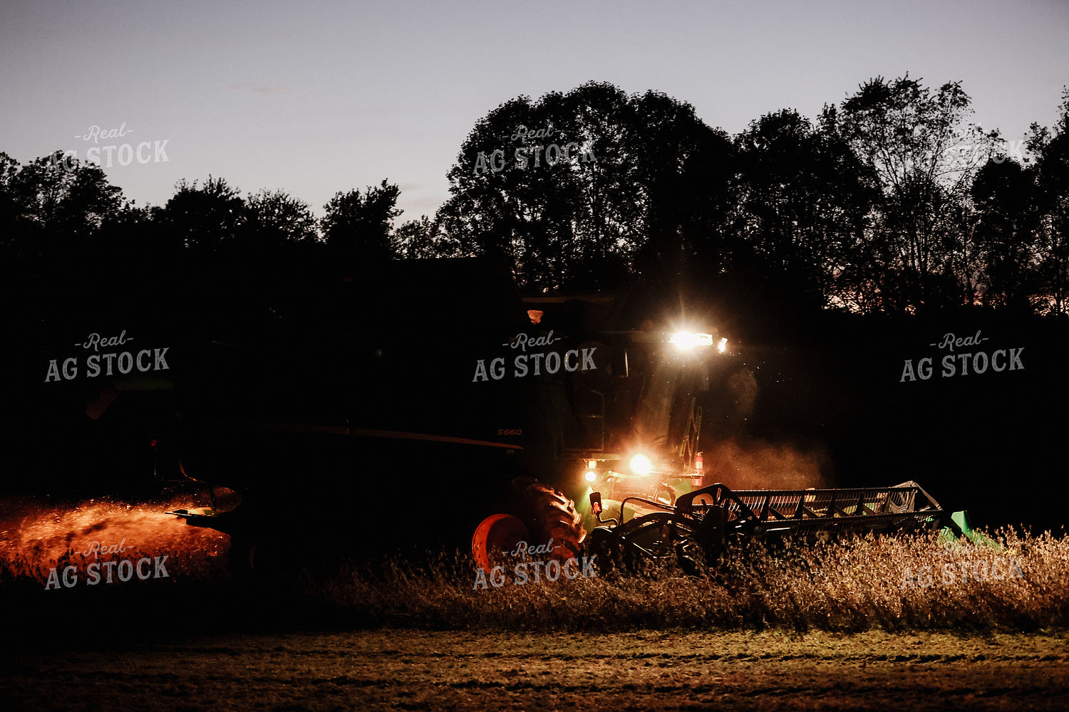 Harvesting Soybeans at Night 52258