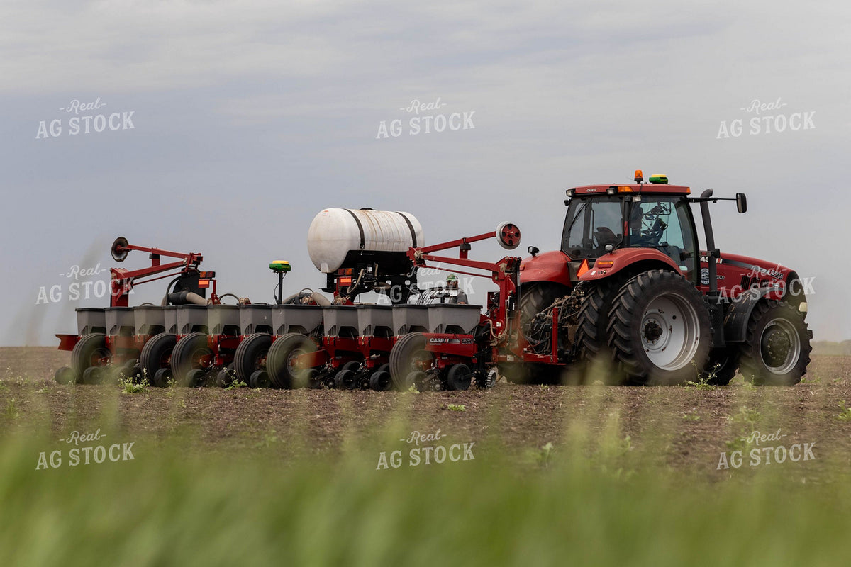 Case IH Tractor Pulling Planter Across Open Field 409026