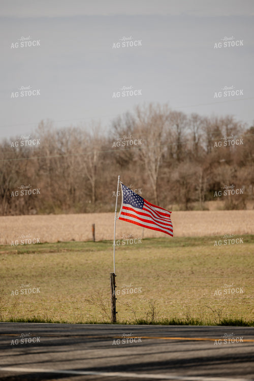 America Flag on Fence Post 104030