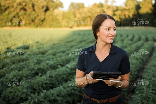 Agronomist or Farmer in Soybean Field with Tablet 6099