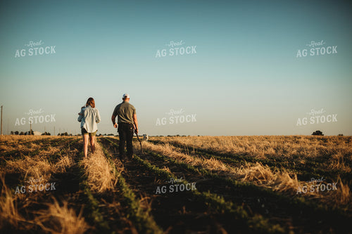 Farm Family in Soybean and Rye Cover Crop Field 5896
