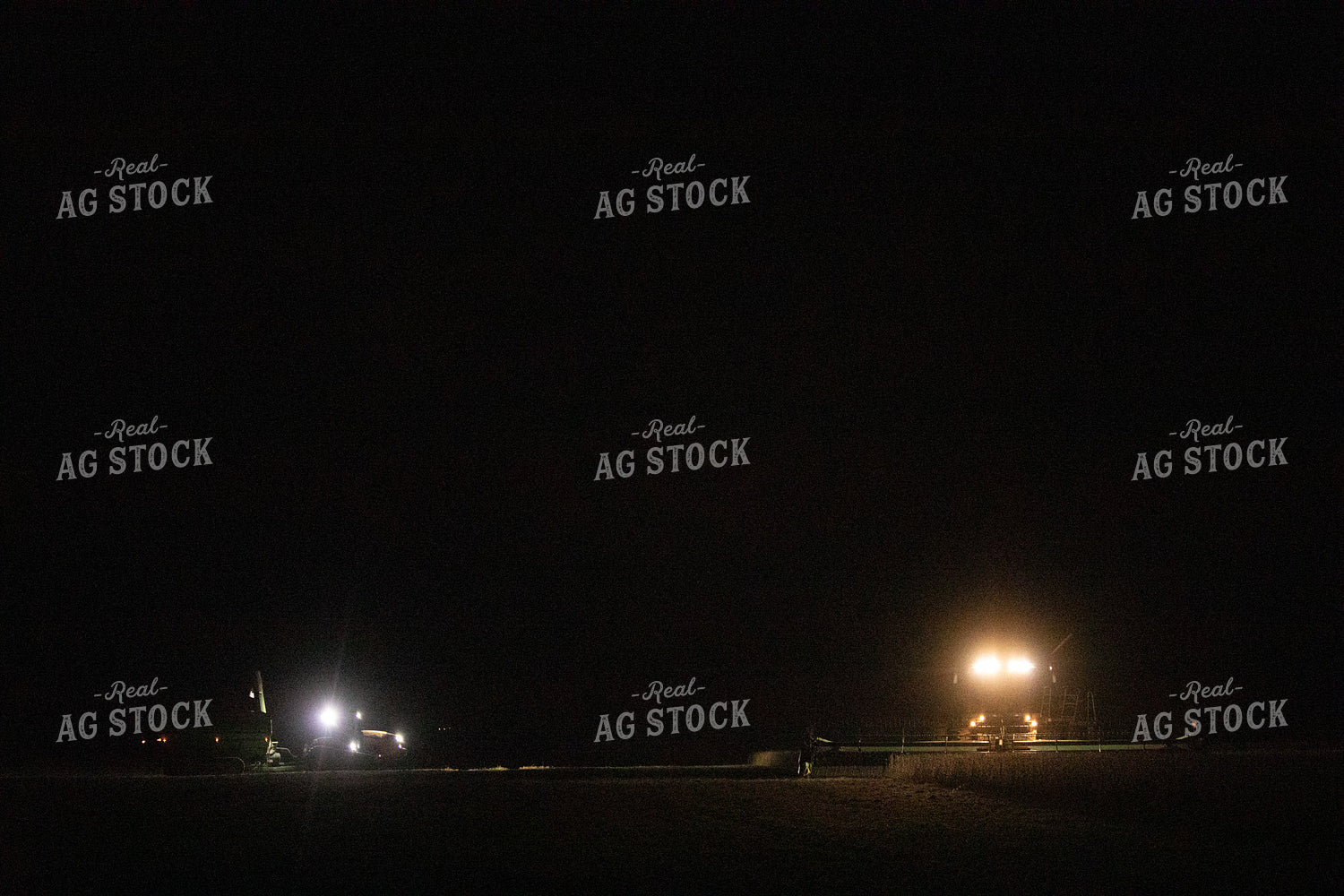 Grain Cart and Combine in Soybean Field at Night 5167