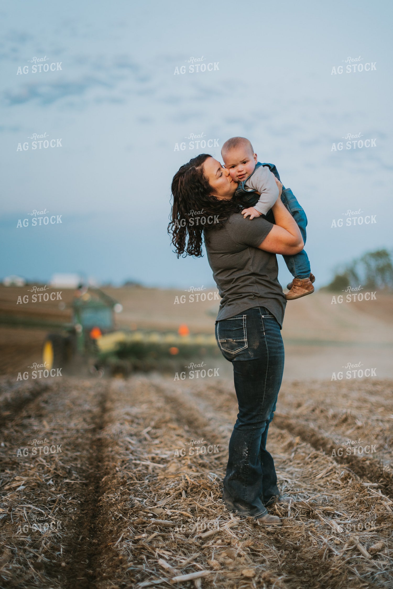 Farmer Playing with Farm Kid in Field 7470