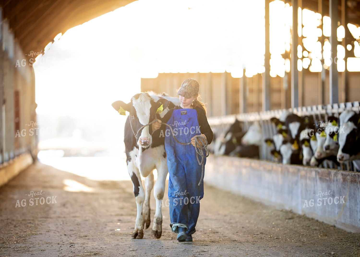 Farm Girl with Dairy Calf Heifer 55061