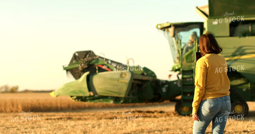 Farm Mom Filming Soybean Harvest on Phone 7363