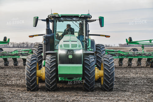 Farmer and Son in Tractor Planting Field 86017