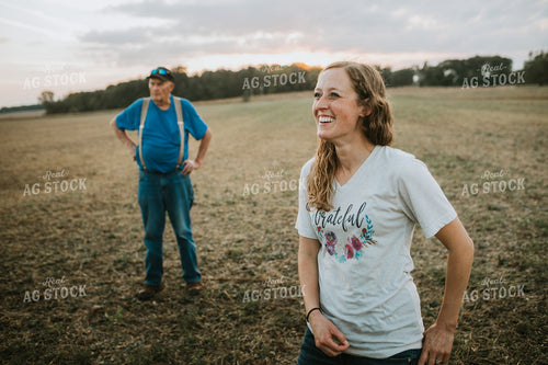 Farmer Laughing in Dried Soybean Field 4984