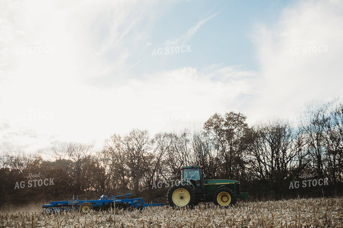 Tractor Disking Corn Field 3633