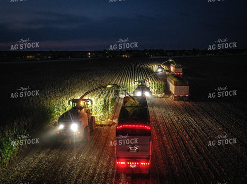 Silage Harvest at Night Drone 56213