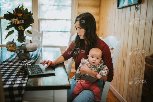 Farm Mom Working on Computer 5036