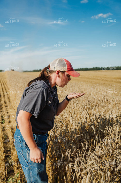 Female Farmer Sampling Wheat 115232