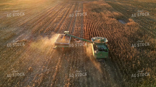 Aerial of Unloading on the Go During Corn Harvest 268275
