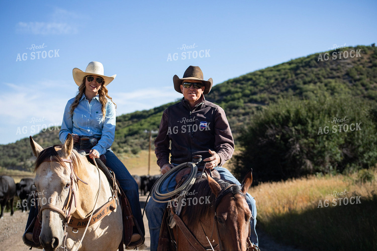 Cowboy and Cowgirl on Horseback 117399