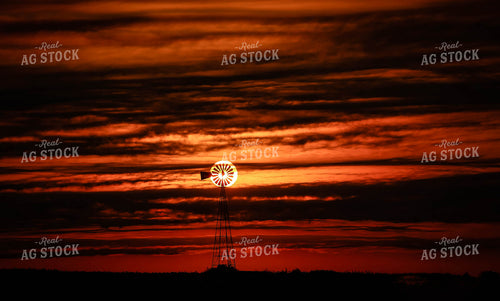 Windmill Silhouette at Sunset 219013