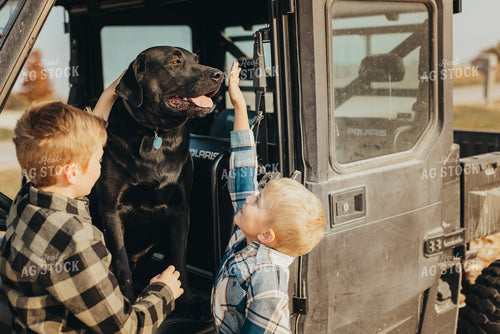 Farm Dog in Side by Side with Farm Kids 9462