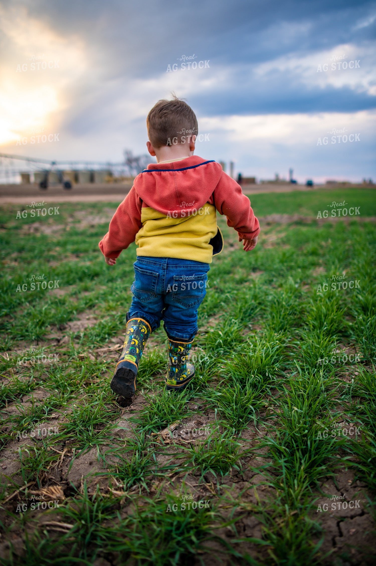 Farm Kid Running in Field 56609