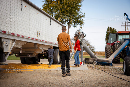 Farm Family Dumping Corn into Grain Pit 268100