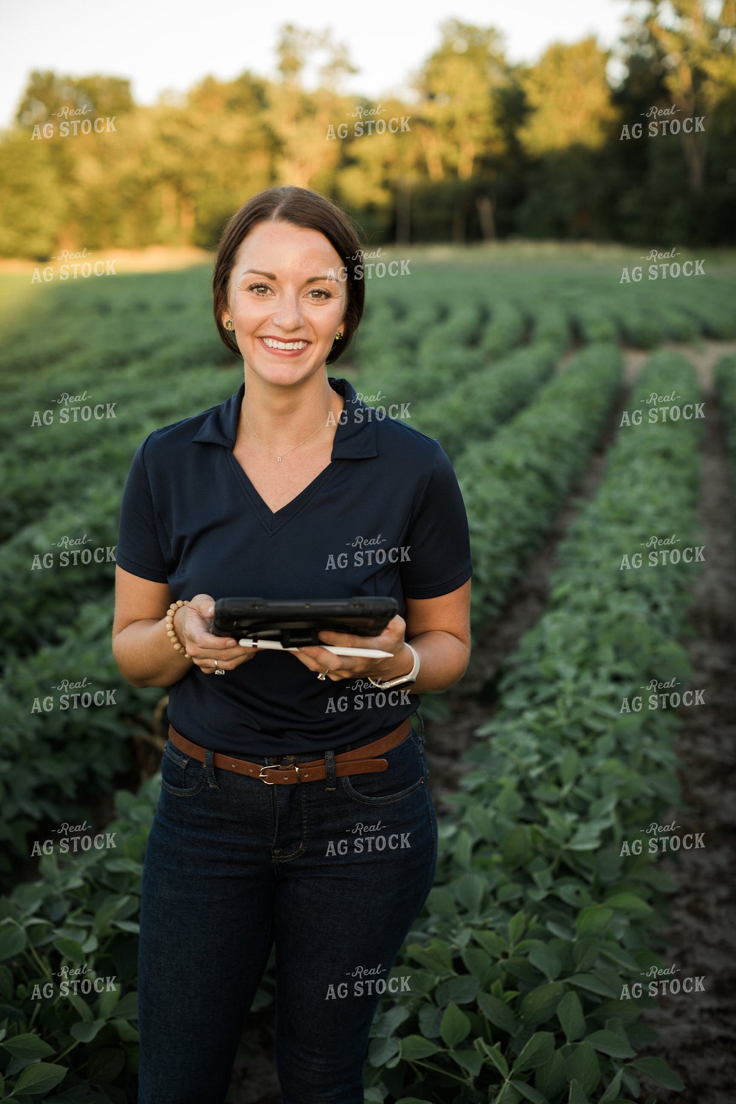 Agronomist or Farmer in Soybean Field with Tablet 6097