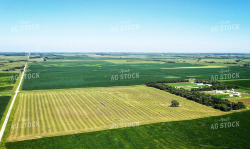 Aerial of Baled Hay Field 141341