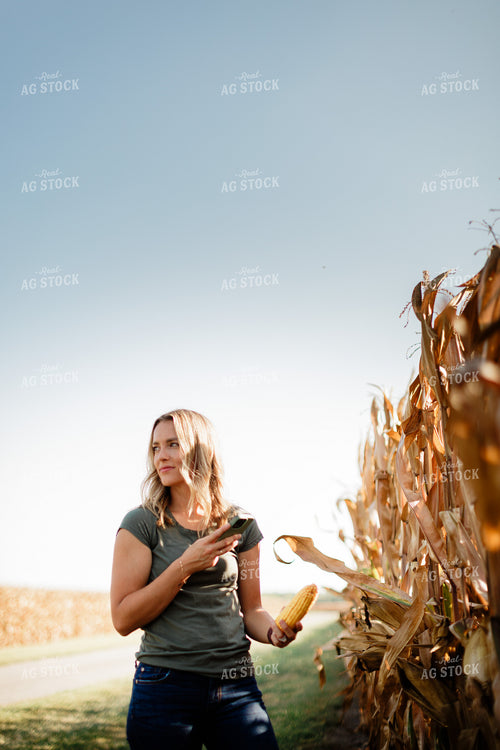 Female Agronomist Checking Corn 9212