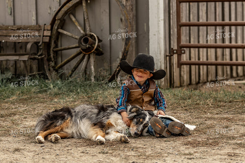 Ranch Kid with Farm Dog 188162