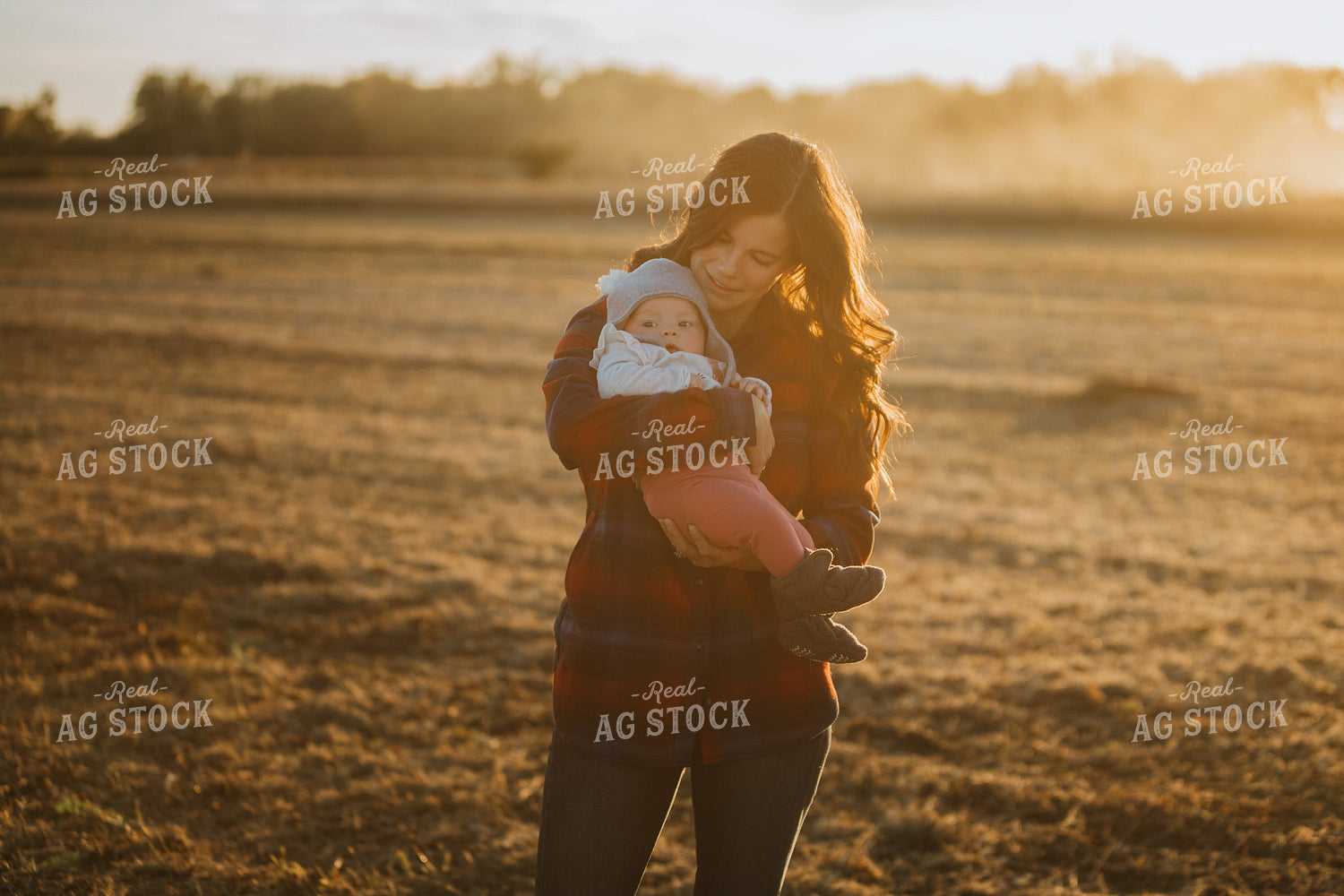 Farm Mom and Wife with Baby in Soybean Field 5098
