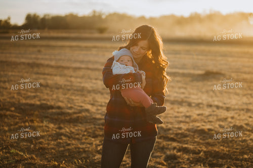 Farm Mom and Wife with Baby in Soybean Field 5098