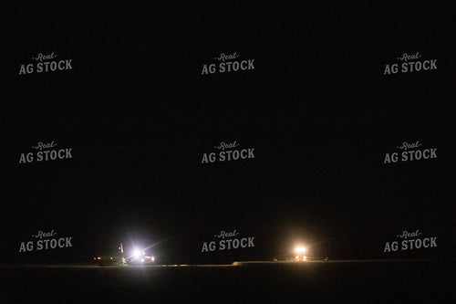 Grain Cart and Combine in Soybean Field at Night 5165