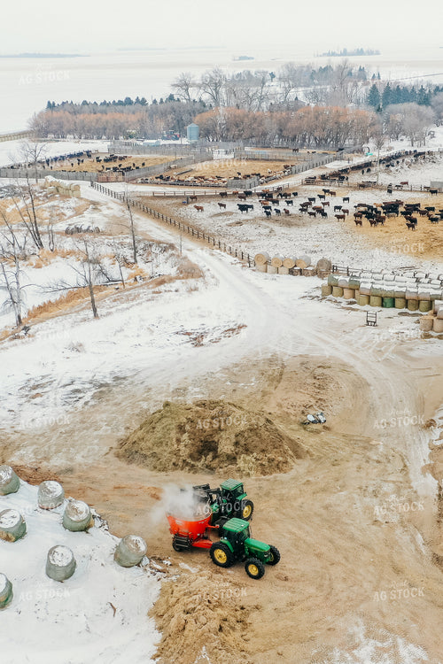 Mixing Feed and Cattle Feedlot 64041